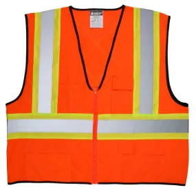 MCR Safety CSA Poly, Oran Vest 4 1/2 Lime/Sil X2