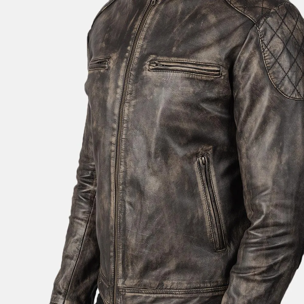 Mens Gatsby Distressed Brown Leather Jacket