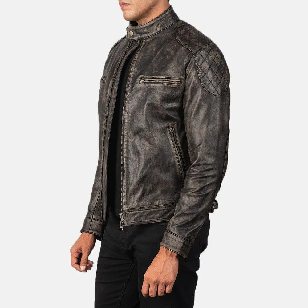 Mens Gatsby Distressed Brown Leather Jacket