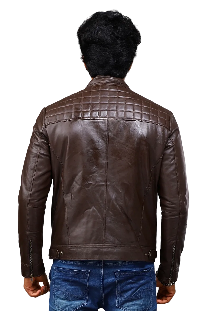 MENS LEATHER JACKET 41004 (BROWN)