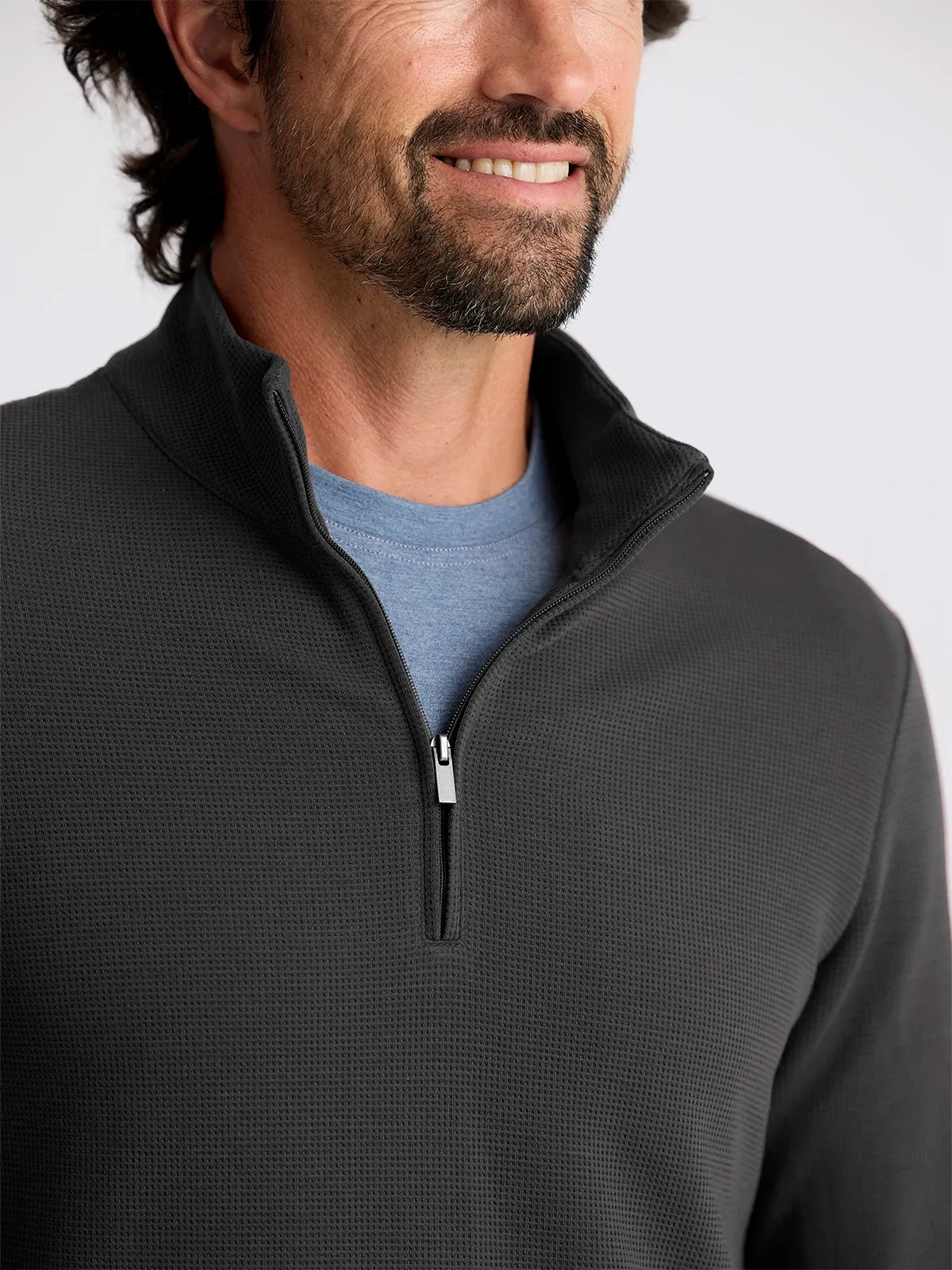 Men's Waffle Quarter Zip - Midnight