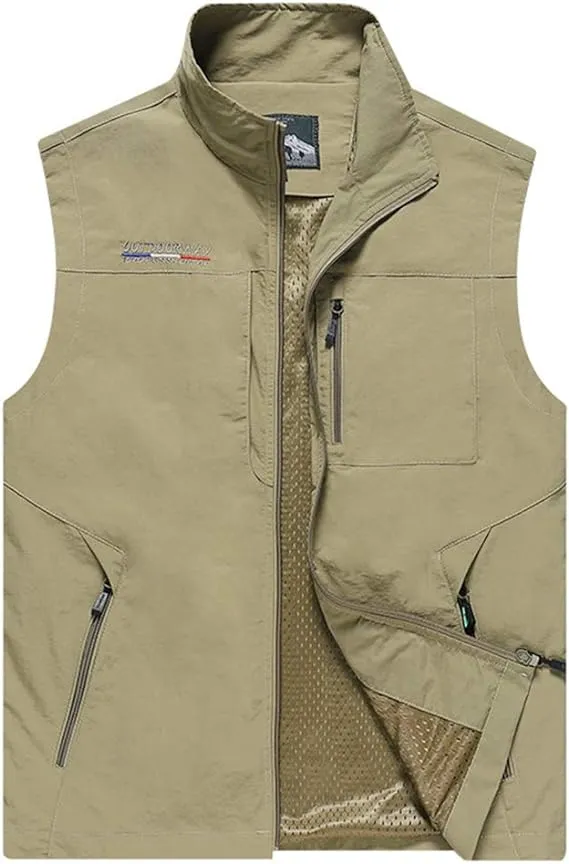 Mens Work Vest Summer Travel Photo Vest Cargo Sleeveless Jackets with Pockets XL S4771679