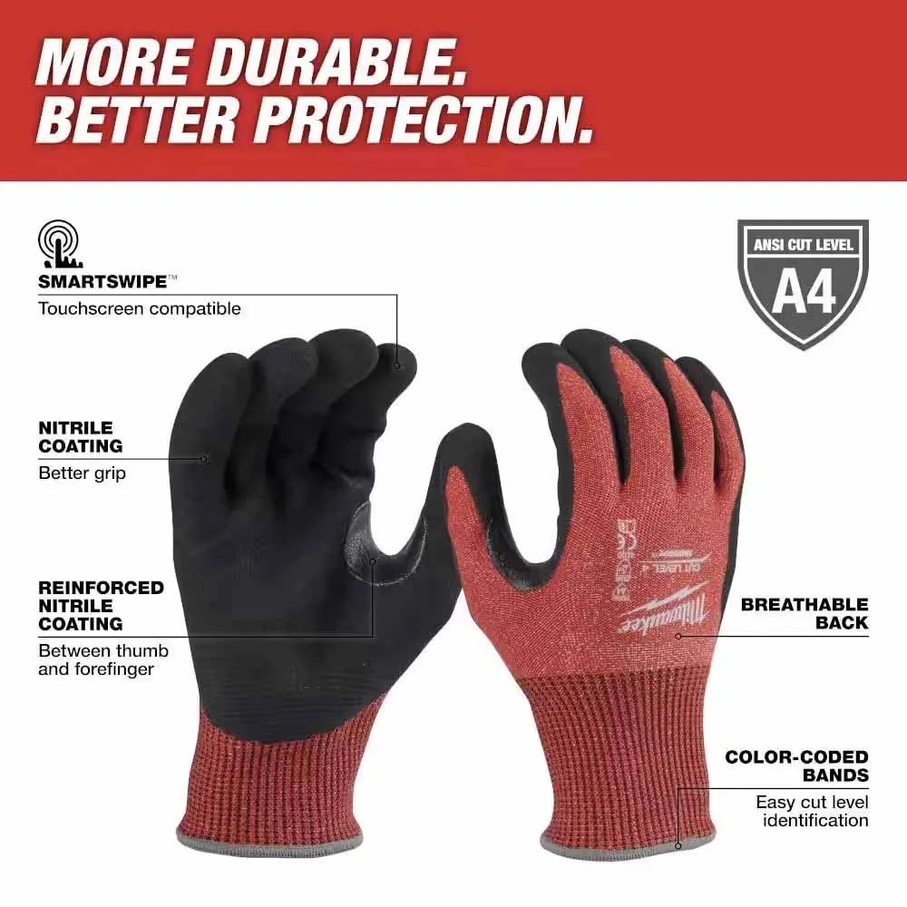 Milwaukee 48-22-8948 Cut Level 4 Nitrile Dipped Gloves - XL