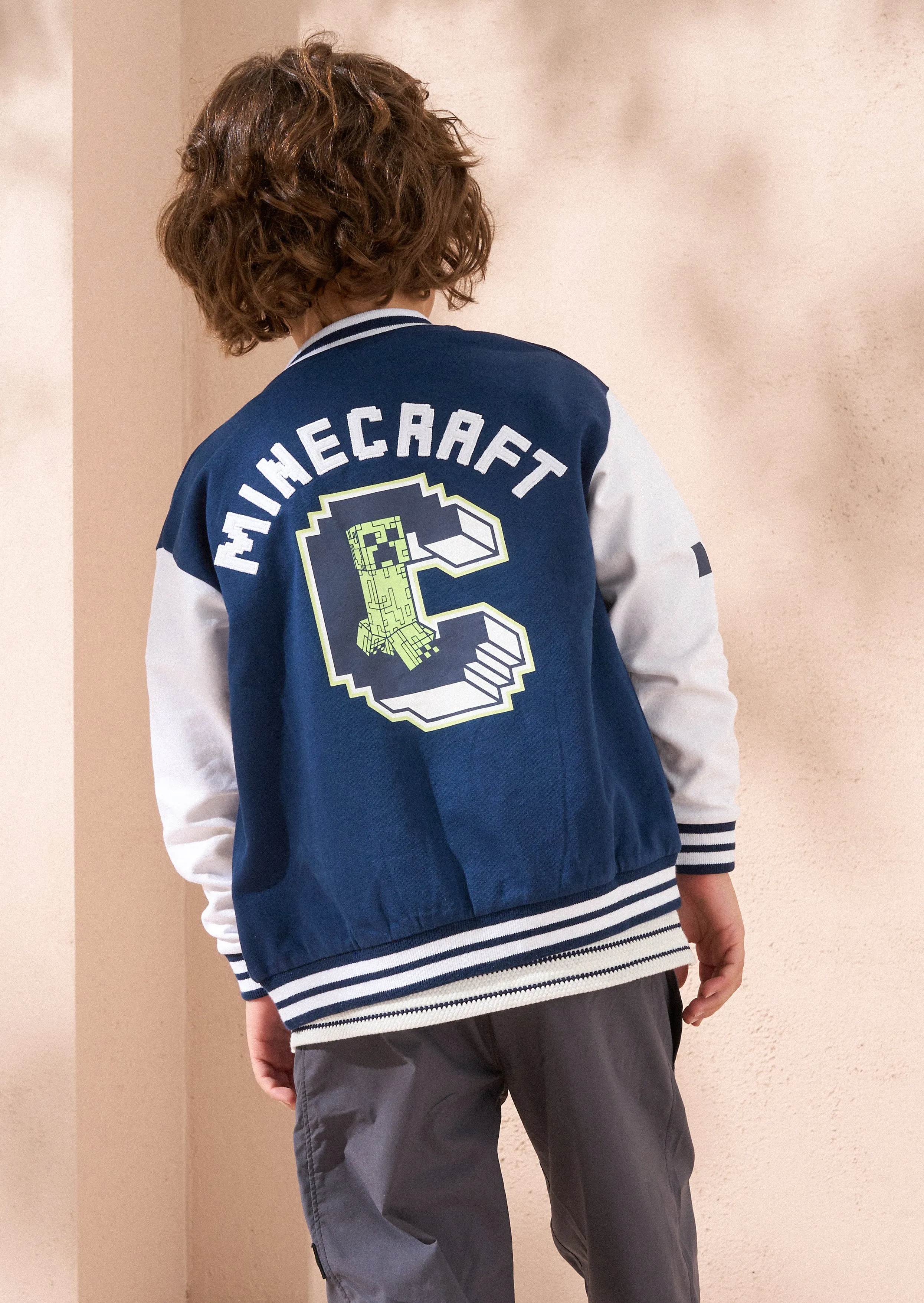 Minecraft Navy Preppy Varsity Jacket