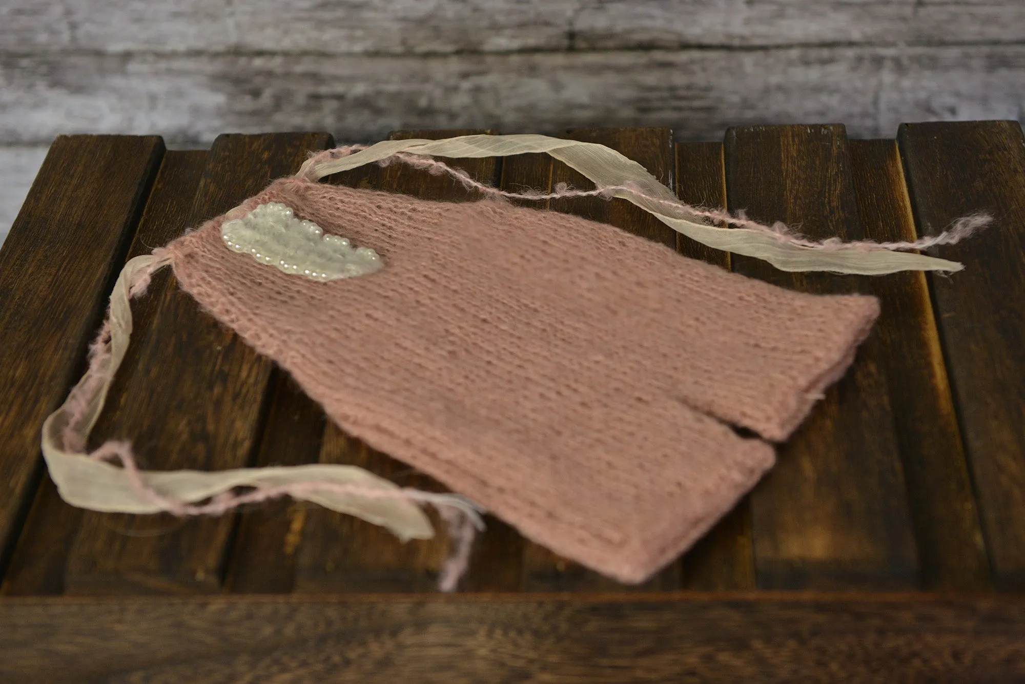 Mohair Overall with Beaded Accent - Nude Pink