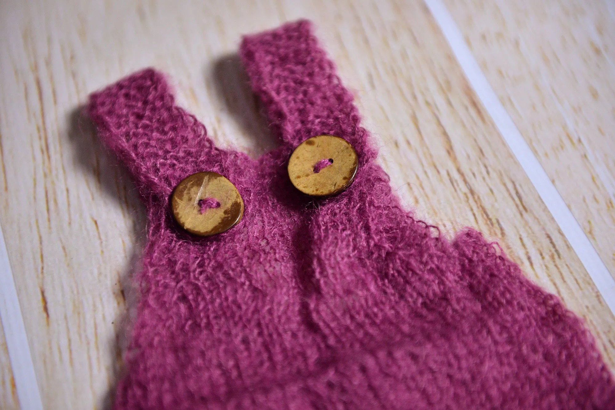 Mohair Overall with Patch and Buttons - Mauve