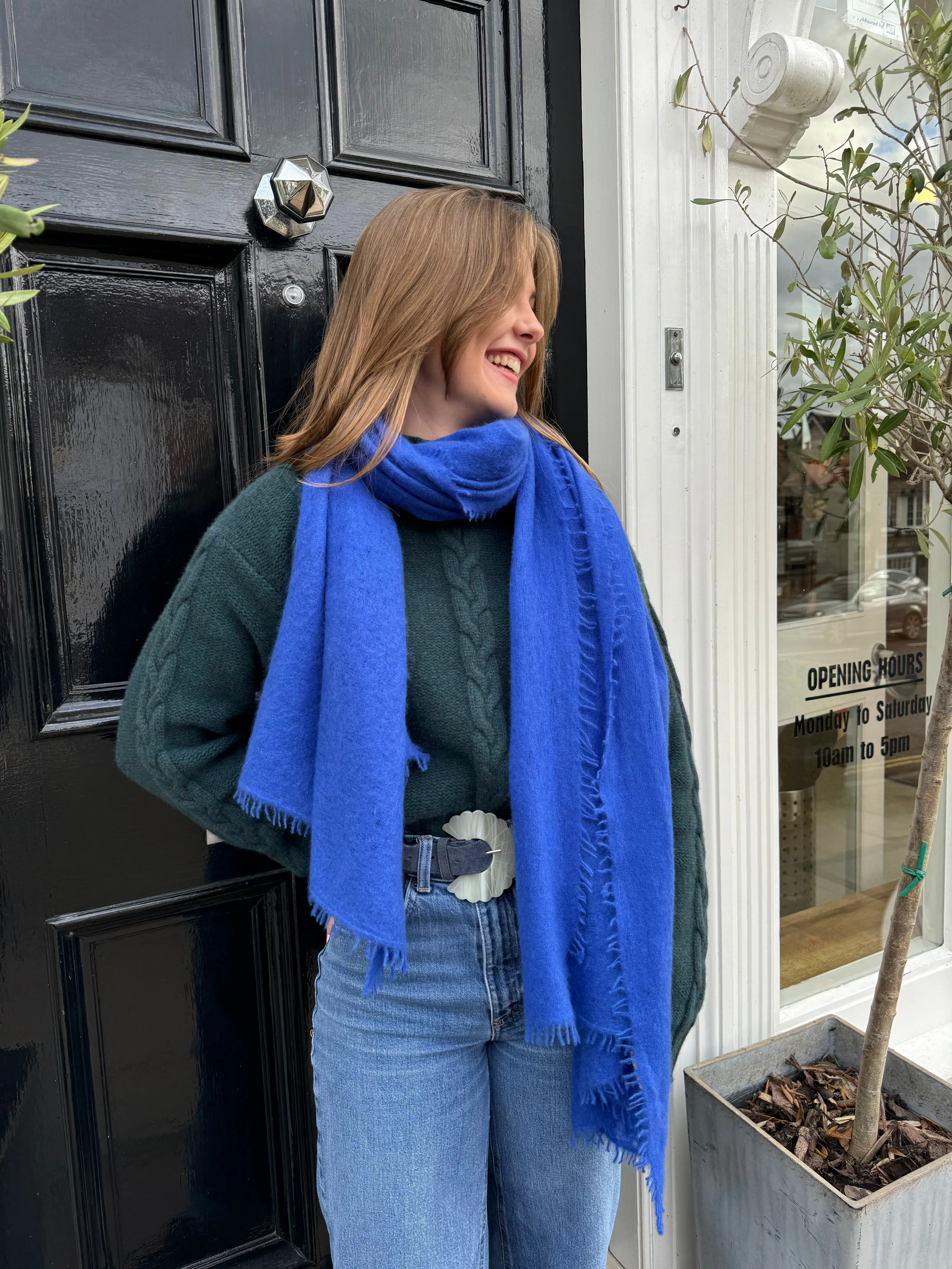 Mouleta Cobalt Blue Cashmere Scarf