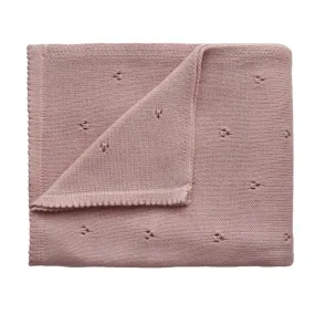 Mushie, Knitted Baby Blanket Pointelle, Blush