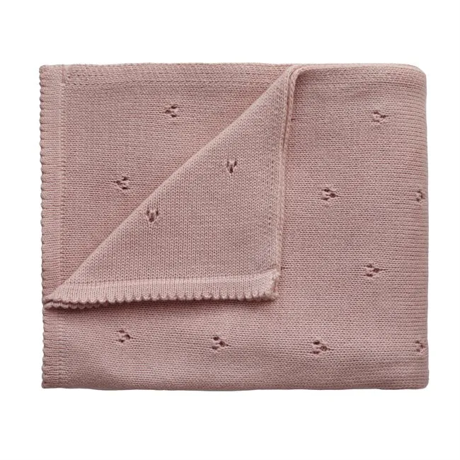 Mushie, Knitted Baby Blanket Pointelle, Blush