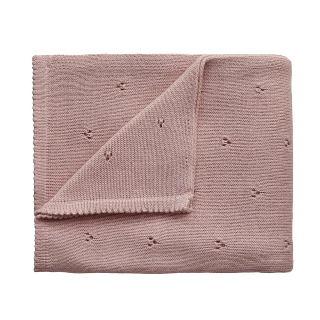 Mushie Knitted Organic Blanket Pointelle Blush