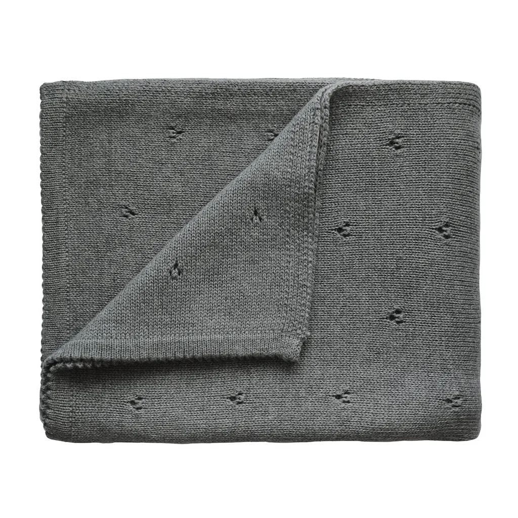 Mushie Knitted Organic Blanket Pointelle Grey Melange