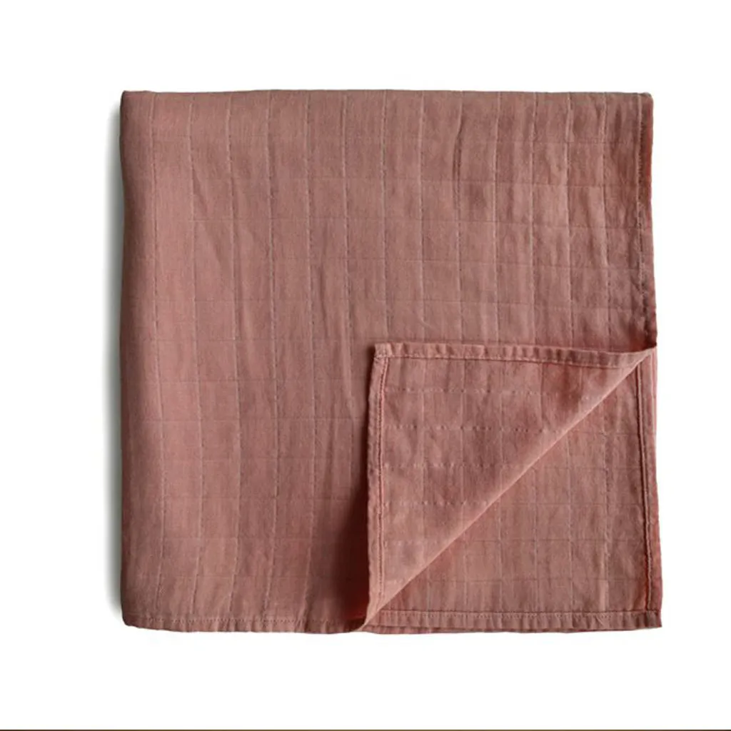 Mushie Organic Cotton Swaddle - Cedar