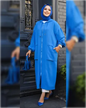 Nasma Summer Long Cardigan in Blue Shade كارديجان نسمة الصيفي الجميل باللون الأزرق الجميل