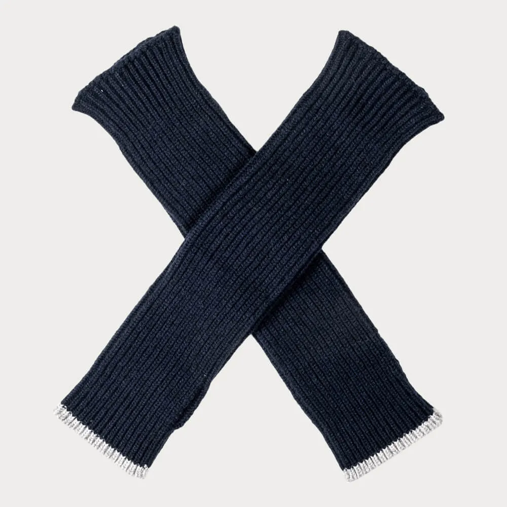 Navy and Grey Cashmere Arm Warmers