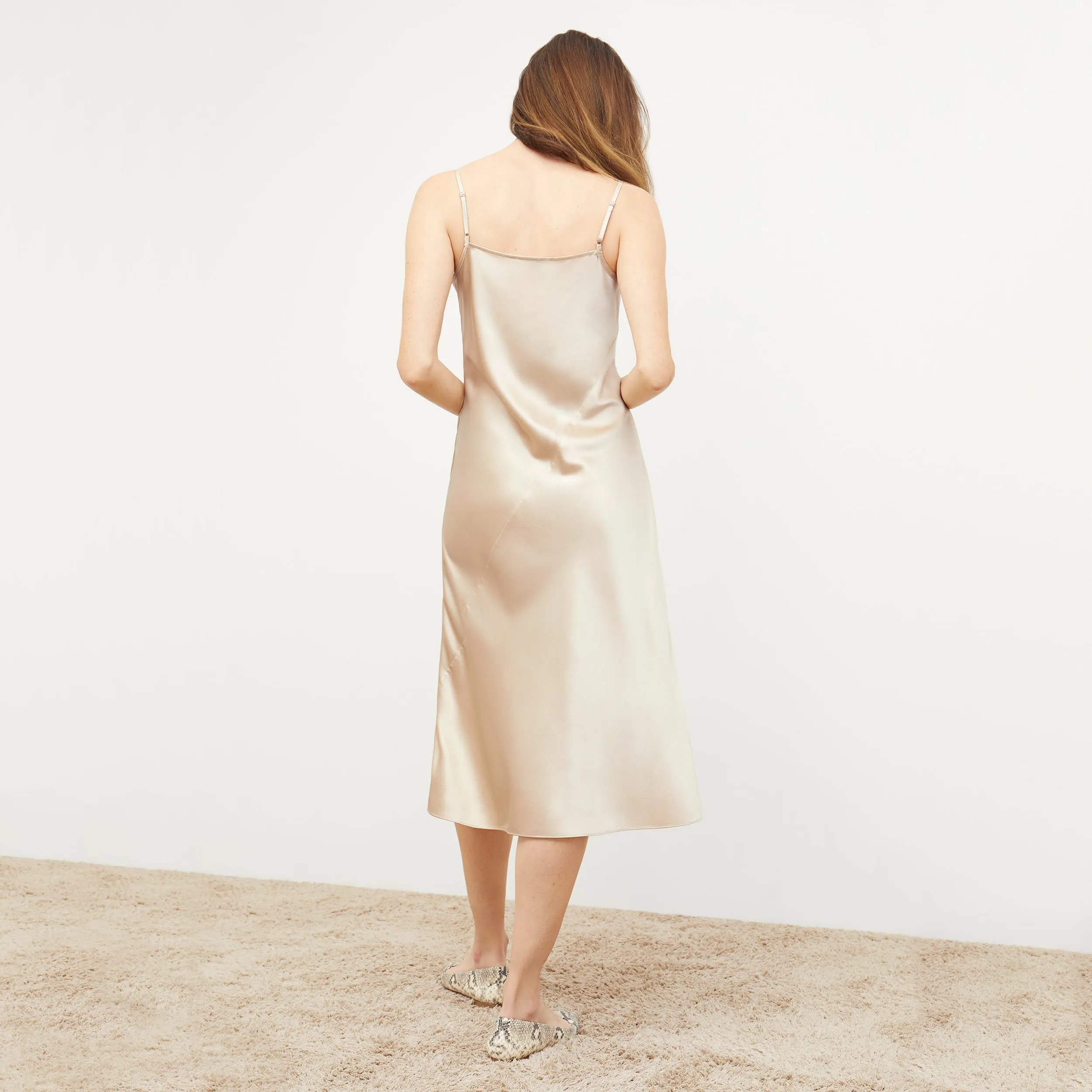 Nene Slip Dress - Washable Silk Charmeuse :: Champagne