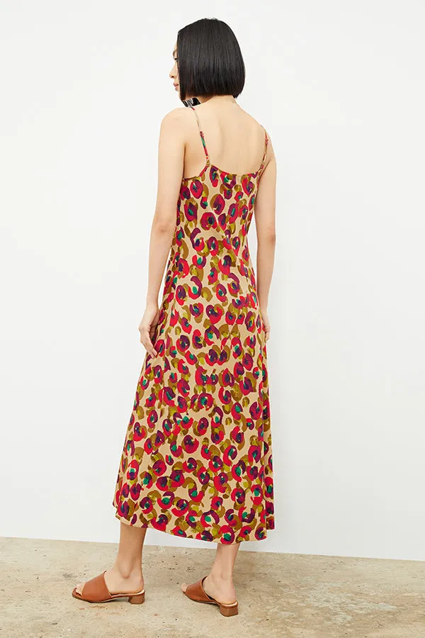 Nene Slip Dress - Washable Silk :: Peacock Print