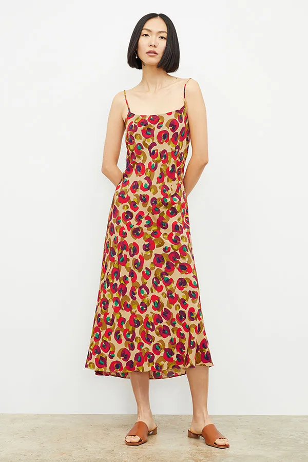 Nene Slip Dress - Washable Silk :: Peacock Print