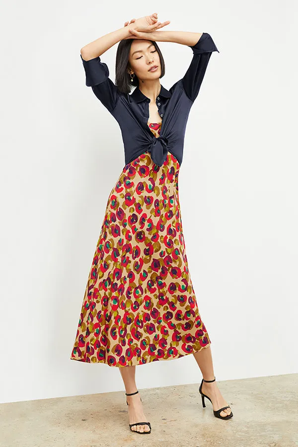 Nene Slip Dress - Washable Silk :: Peacock Print