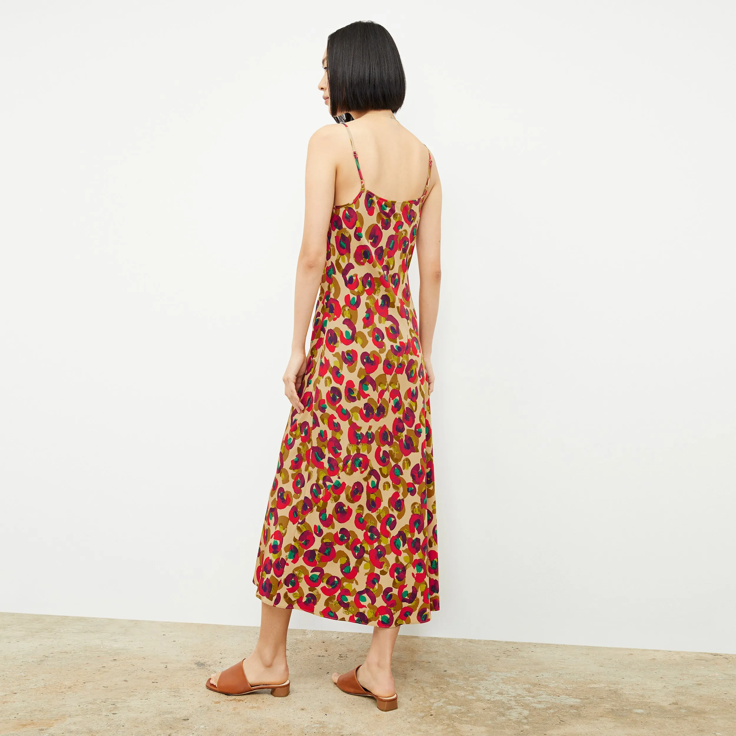 Nene Slip Dress - Washable Silk :: Peacock Print