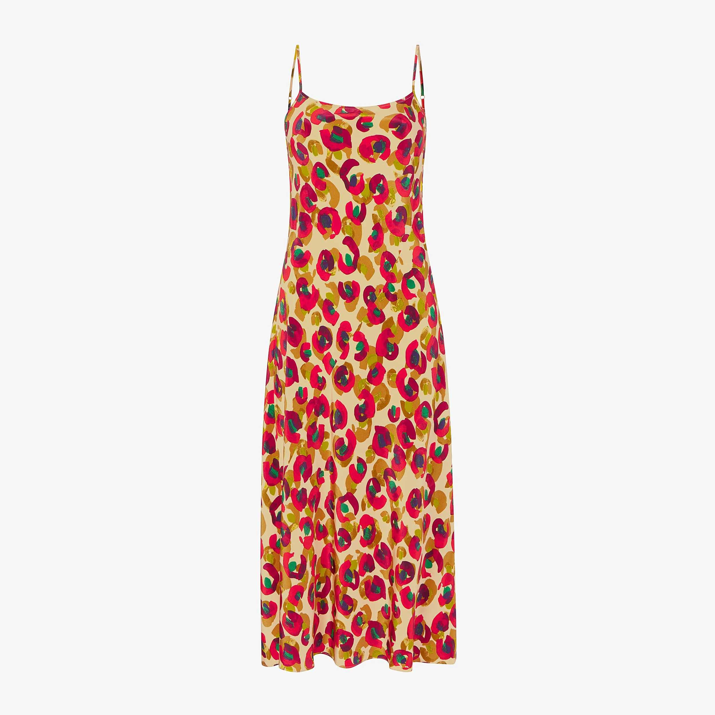 Nene Slip Dress - Washable Silk :: Peacock Print