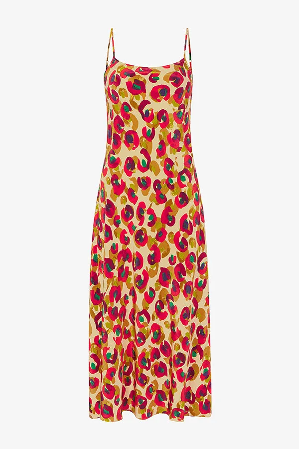 Nene Slip Dress - Washable Silk :: Peacock Print