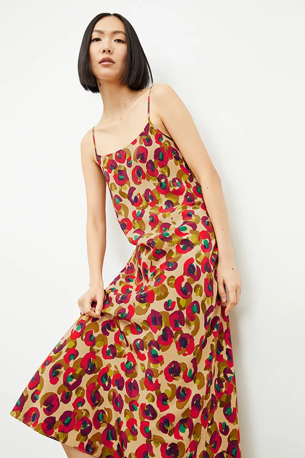 Nene Slip Dress - Washable Silk :: Peacock Print