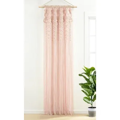 New - 84"x40" Boho Macrame Textured Cotton Window Curtain Panel Blush - Lush Décor