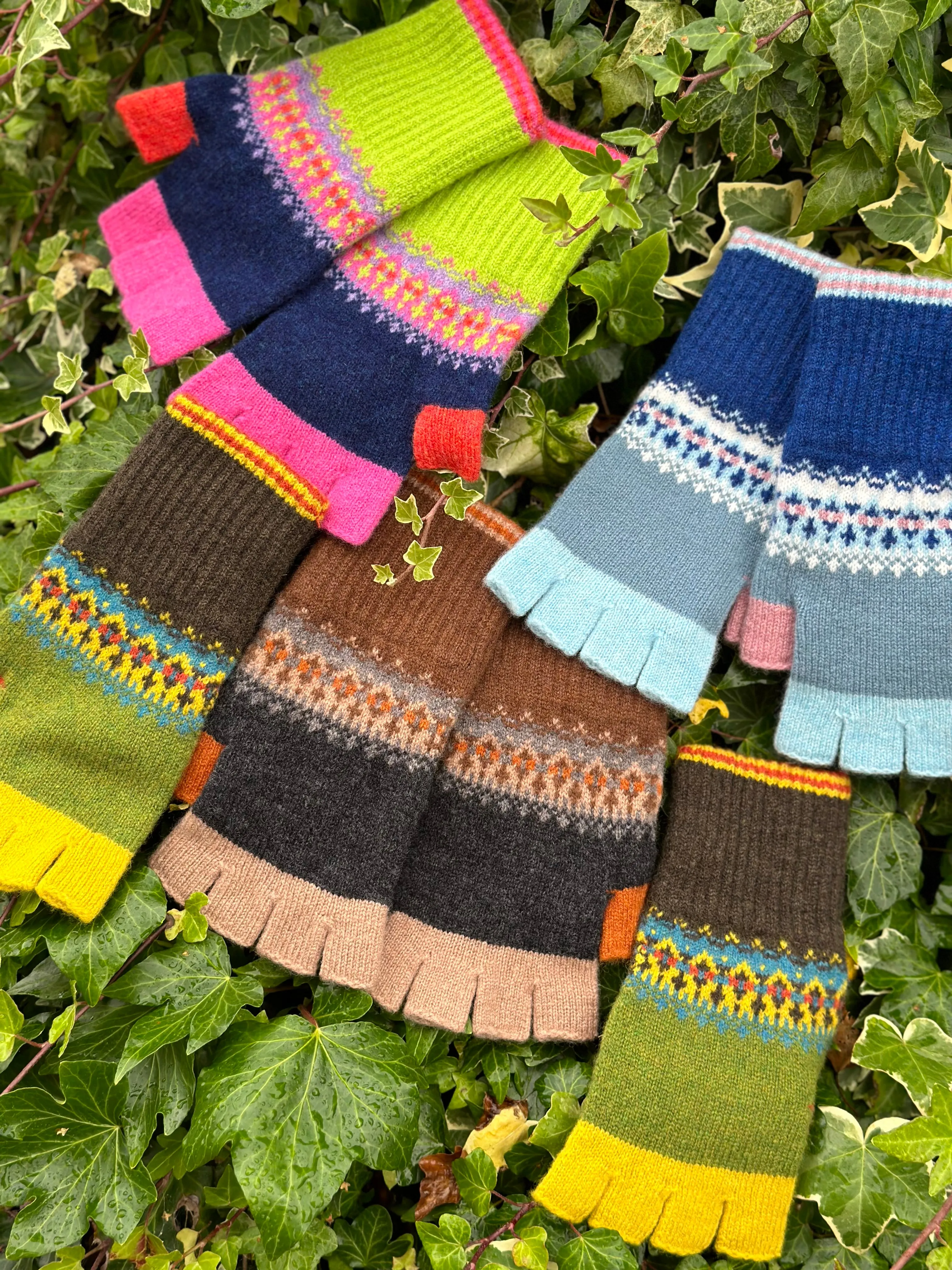 New Alloa Fingerless Gloves In Dew