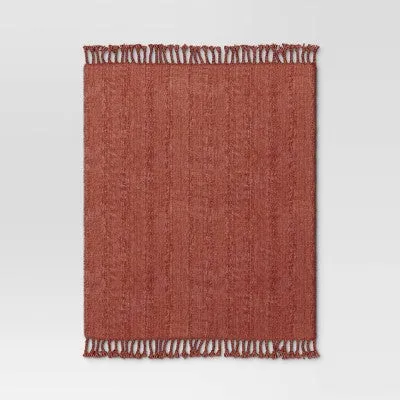 New - Crystal Chenille Woven Throw Blanket Terracotta Orange - Threshold