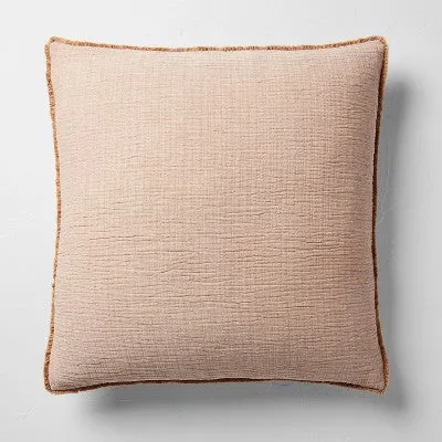 New - Euro 26''x26'' Textured Chambray Cotton Decorative Throw Pillow Warm Brown - Casaluna