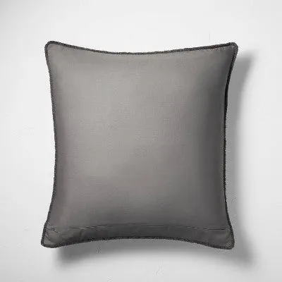 New - Euro Textured Chambray Cotton Pillow Sham Dark Gray - Casaluna