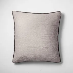 New - Euro Textured Chambray Cotton Pillow Sham Dark Gray - Casaluna