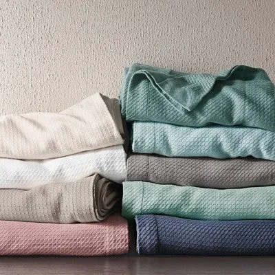 New - Full/Queen Textured Cotton Blanket Khaki