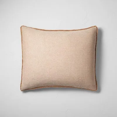 New - King Textured Chambray Cotton Pillow Sham Warm Brown - Casaluna