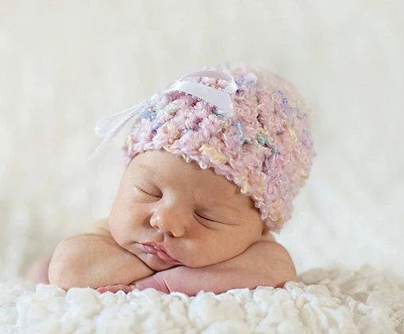 Newborn Baby Hat Soft Pink Confetti