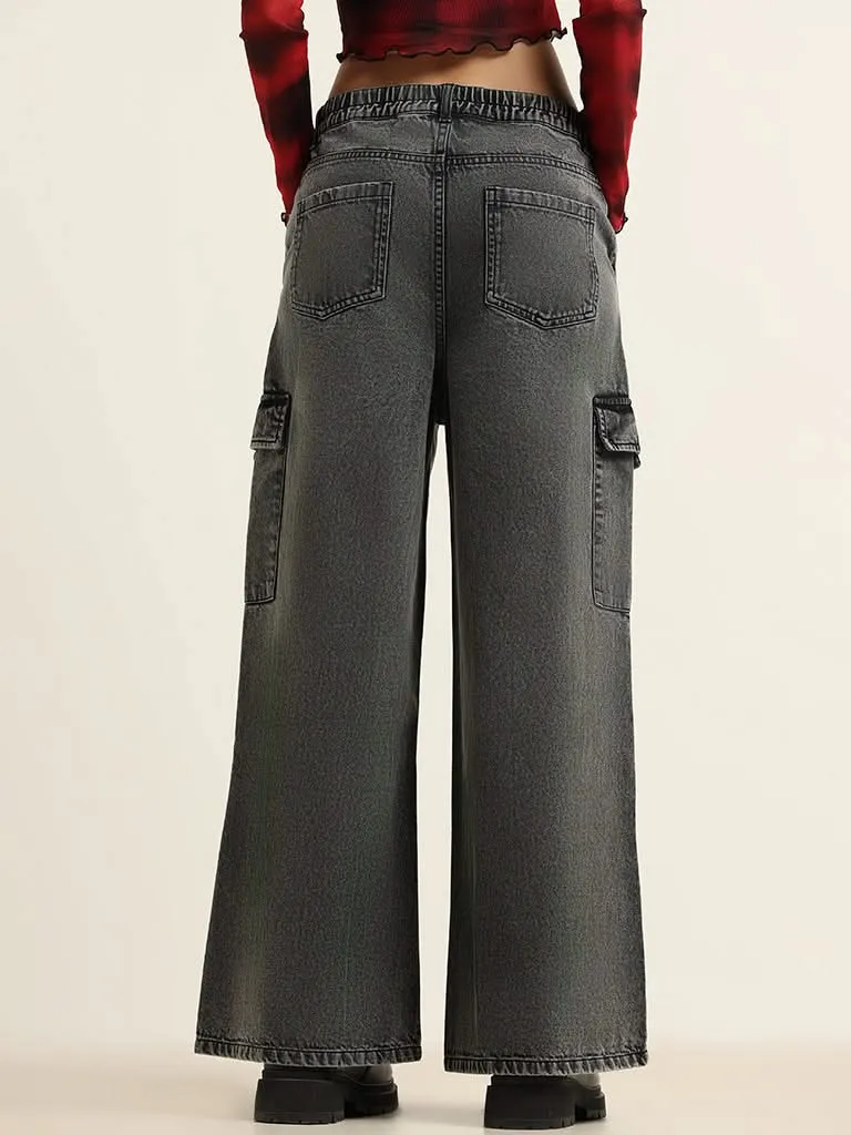 Nuon Grey Relaxed - Fit Mid Rise Jeans