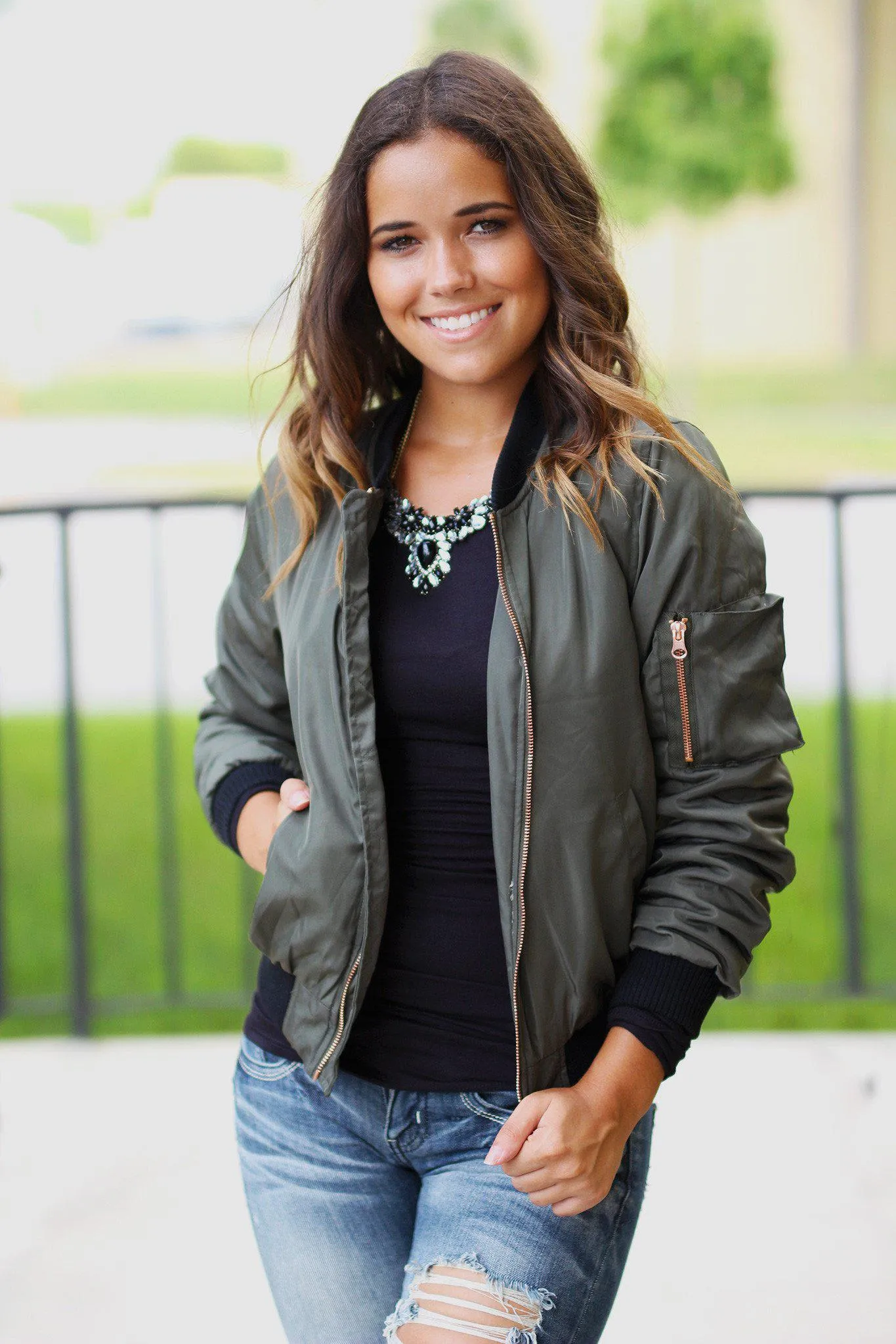 Olive Bomber Jacket