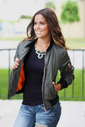 Olive Bomber Jacket