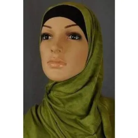 Olive Cotton Shawl Fringe Hijab