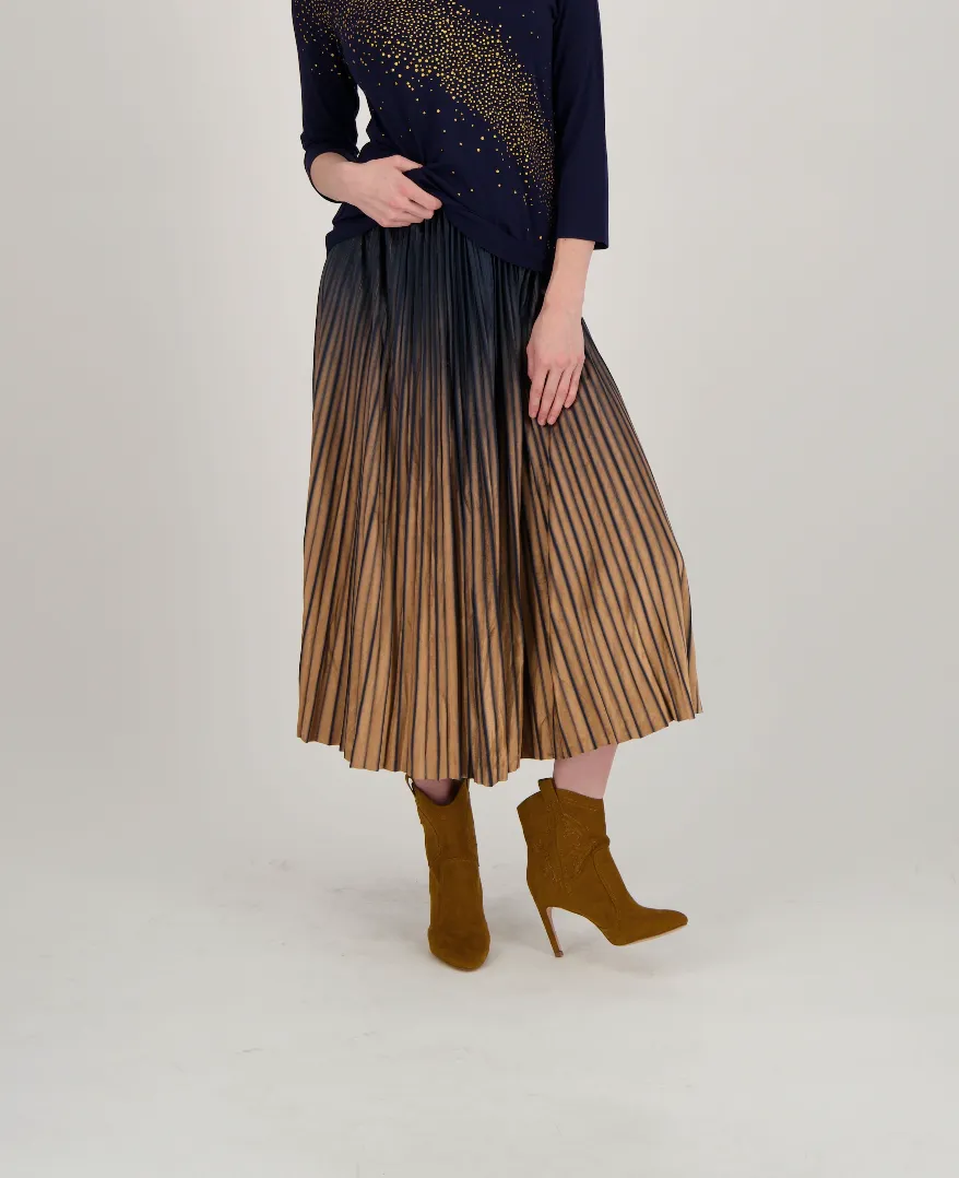 Ombre Velvet Pleated Skirt