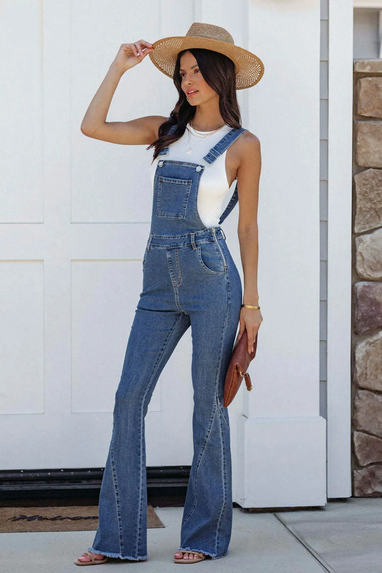 Open Back Flared Denim jumpsuits