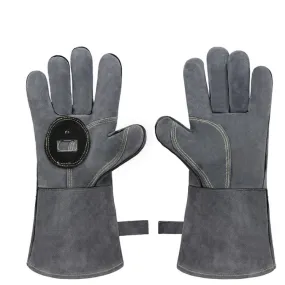 Outdoor Camp BBQ Gloves High Temperature Resistant Insulation Gloves(Gray)