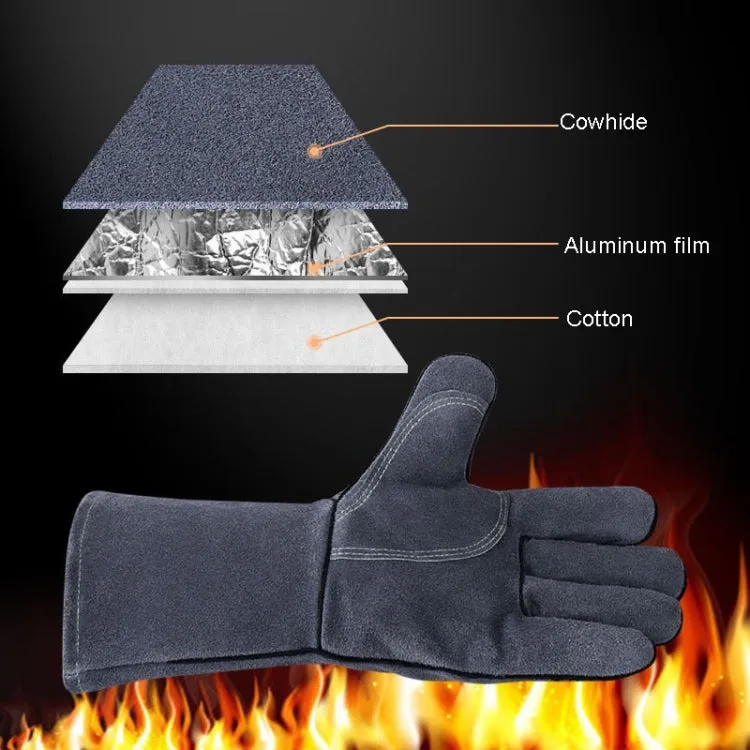 Outdoor Camp BBQ Gloves High Temperature Resistant Insulation Gloves(Gray)