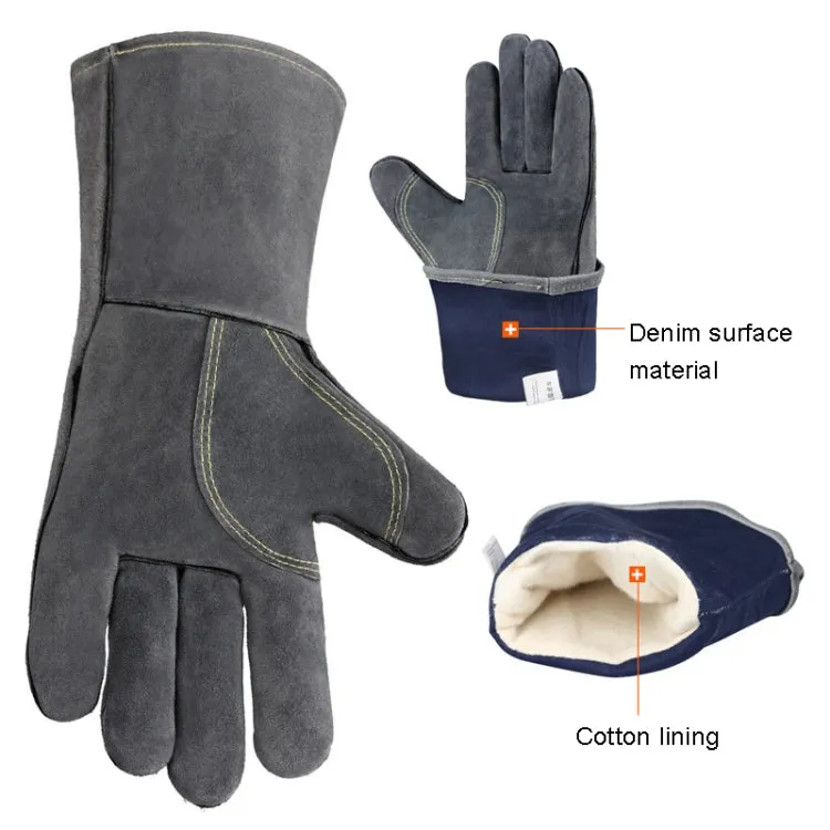 Outdoor Camp BBQ Gloves High Temperature Resistant Insulation Gloves(Gray)