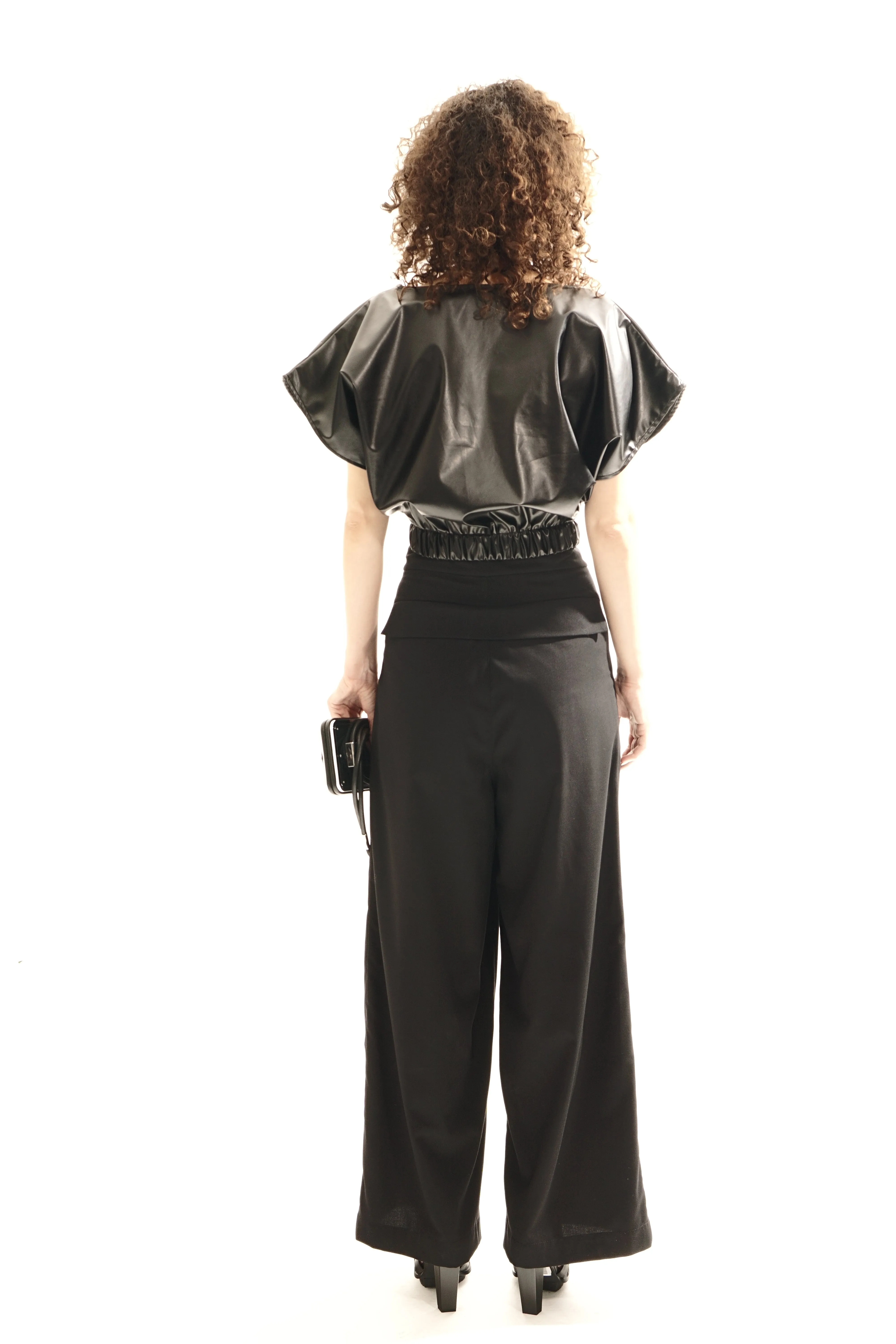 P152B Pleated Waist Wide Leg Pants