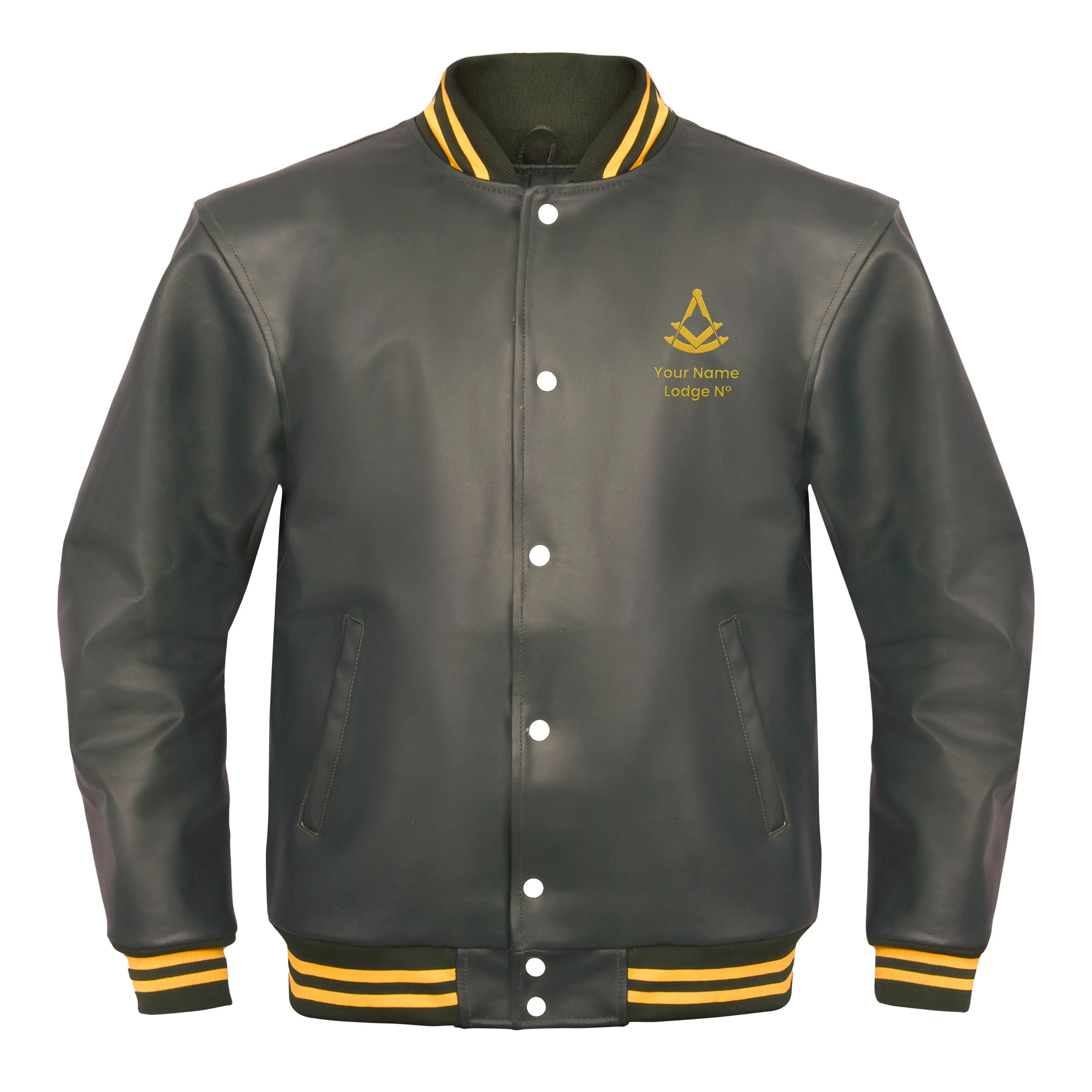 Past Master Blue Lodge Jacket - Leather With Customizable Gold Embroidery