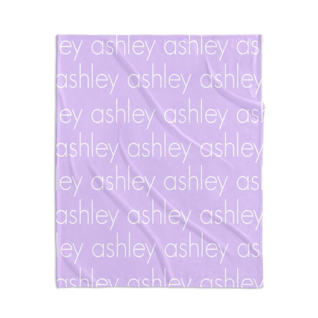 PERSONALIZED NAME BLANKET - LIGHT FONT - LAVENDER