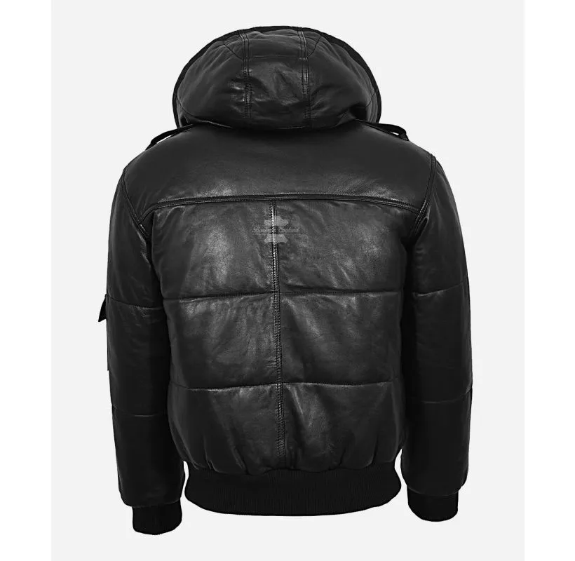 PILOT 6 Puffer Jacket Men's Padded Fur Hoodie Bomber Leather Jacket