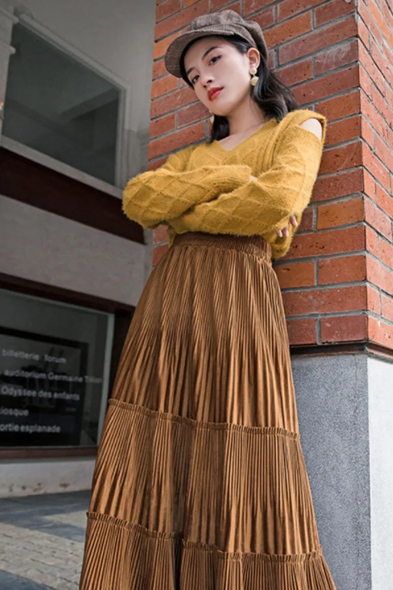 Pleuche Pleated Skirt