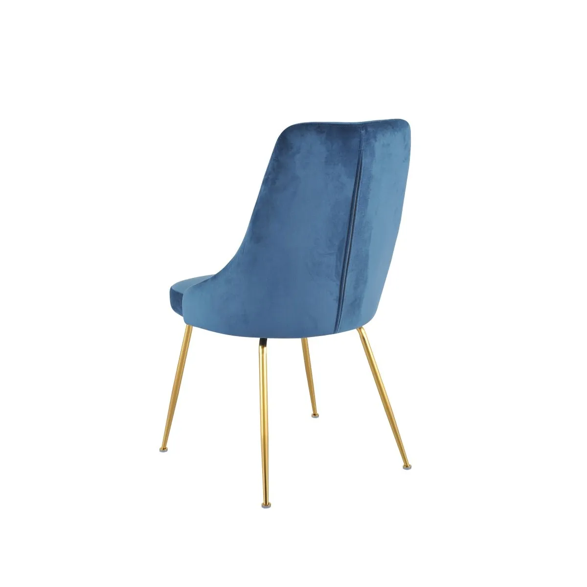 Plumeria Blue Velvet Chair with Gold Legs - Set of 2